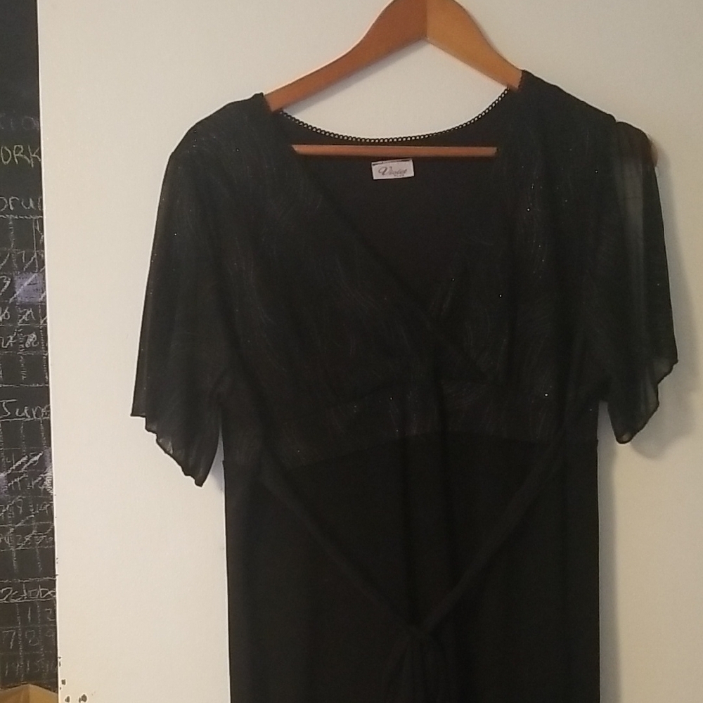 Black Flutter Sleeve Knee-Length Babydoll Dress